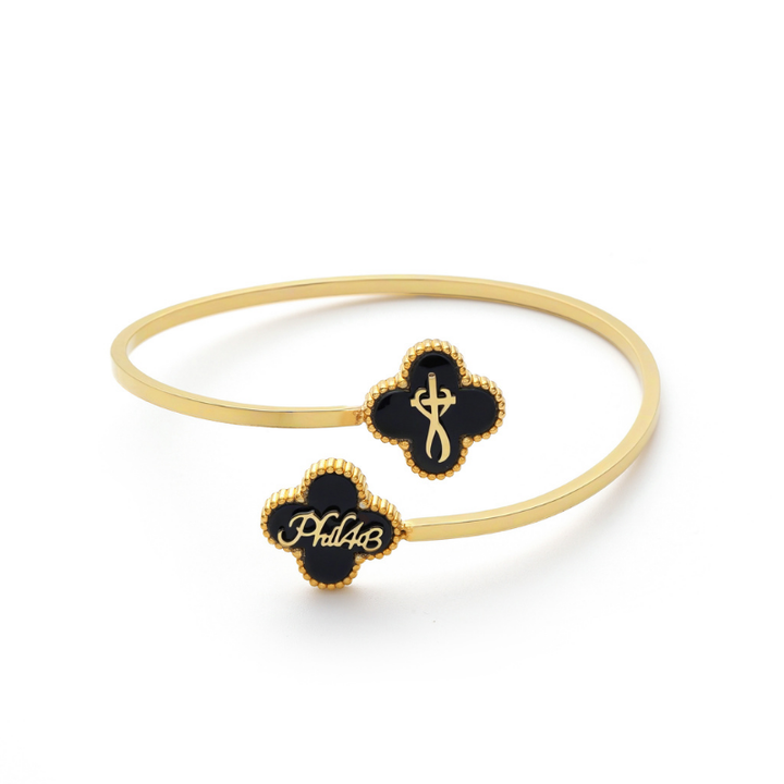 Bible Versed Clover Bangles (Gold)