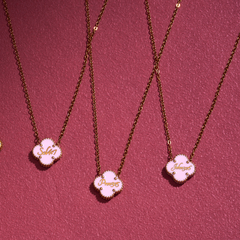 Valentine Pink and Red Clover Necklaces Bundle (Gold) - Limited Edition