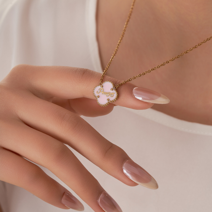 Valentine Pink and Red Clover Necklaces Bundle (Gold) - Limited Edition