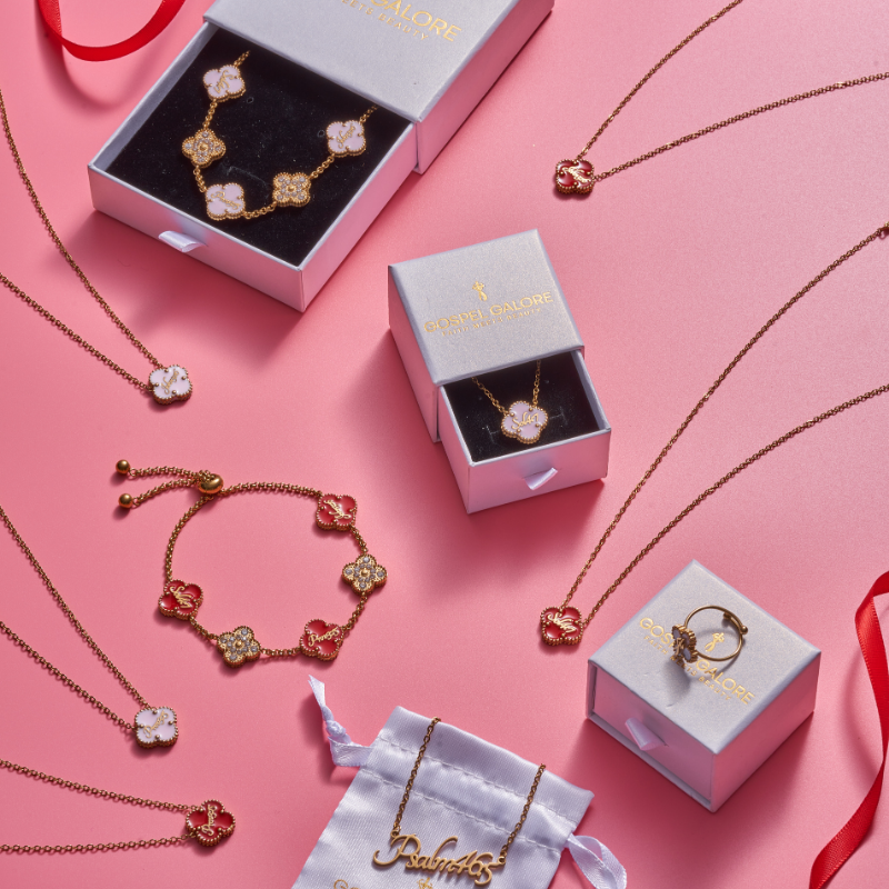 Valentine Pink and Red Clover Bracelets Bundle (Gold) - Limited Edition