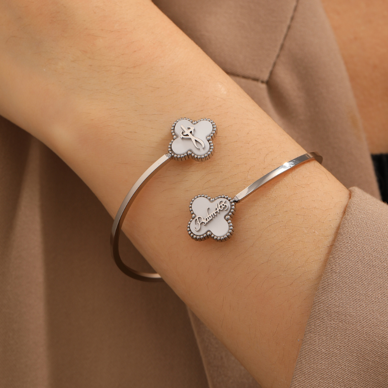 Bible Versed Clover Bangles (Silver)