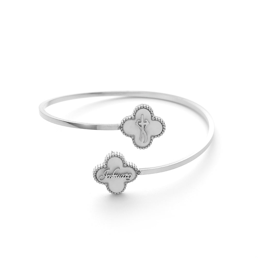 Bible Versed Clover Bangles (Silver)