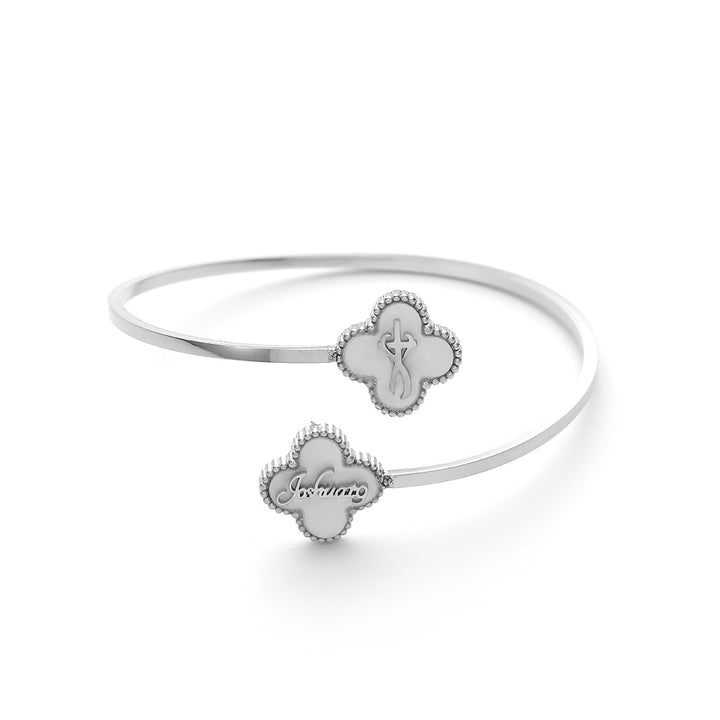 Bible Versed Clover Bangles (Silver)