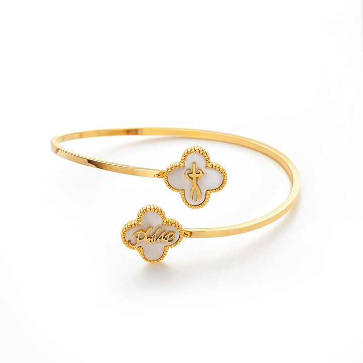 Bible Versed Clover Bangles (Gold)