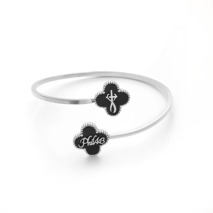 Bible Versed Clover Bangles (Silver)