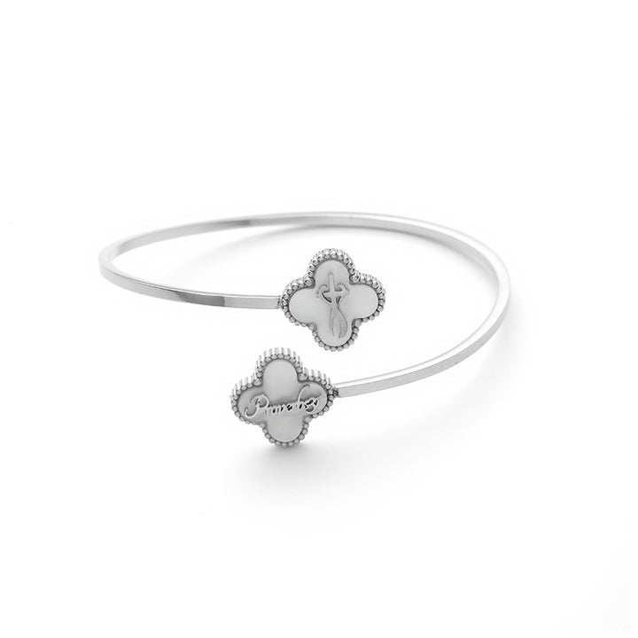 Bible Versed Clover Bangles (Silver)
