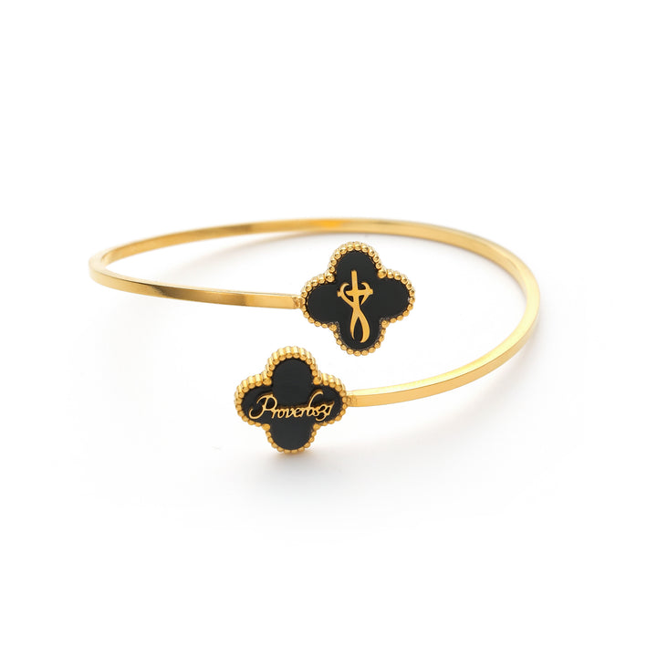 Bible Versed Clover Bangles (Gold)