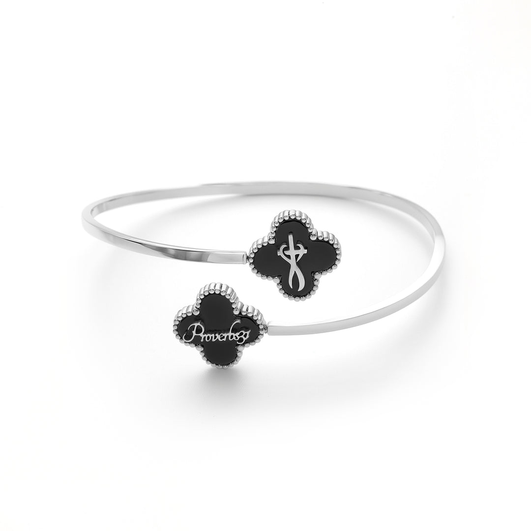 Bible Versed Clover Bangles (Silver)