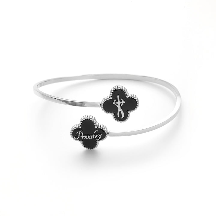 Bible Versed Clover Bangles (Silver)
