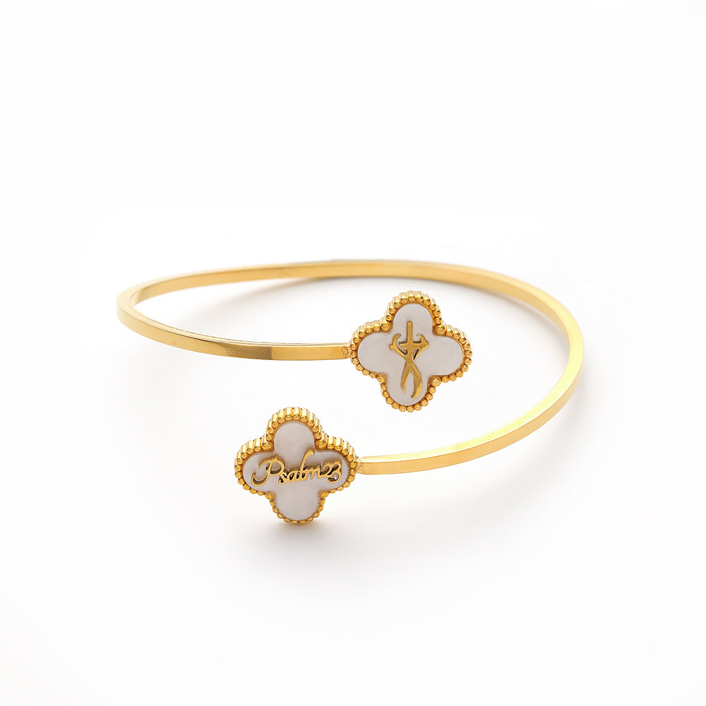 Bible Versed Clover Bangles (Gold)