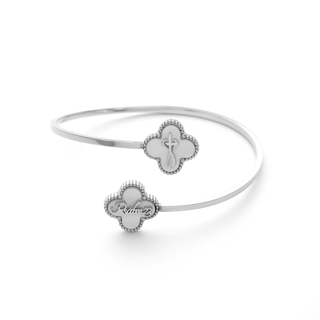 Bible Versed Clover Bangles (Silver)