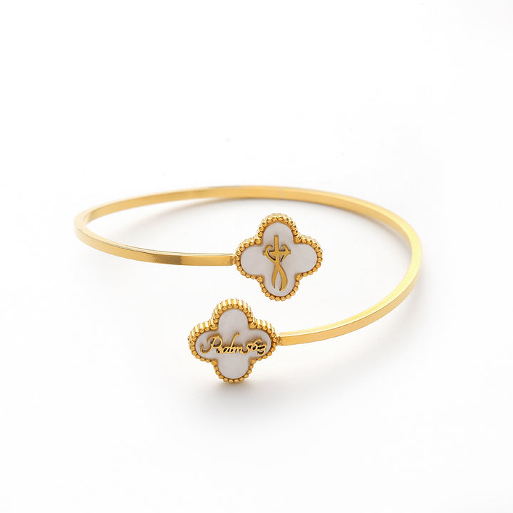 Bible Versed Clover Bangles (Gold)