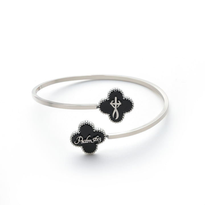 Bible Versed Clover Bangles (Silver)