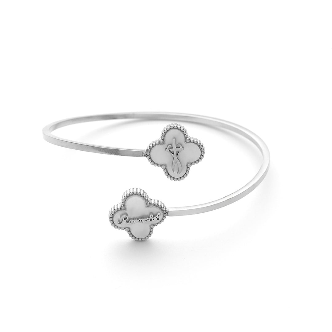 Bible Versed Clover Bangles (Silver)